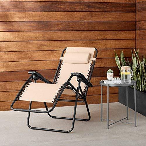 AmazonBasics Zero Gravity Reclining Lounge Portable Chair, Beige - Home Decor Lo