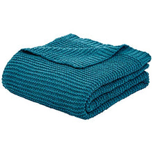 Load image into Gallery viewer, AmazonBasics Knitted Chenille Throw Blanket - 66 x 90 Inches, Teal - Home Decor Lo