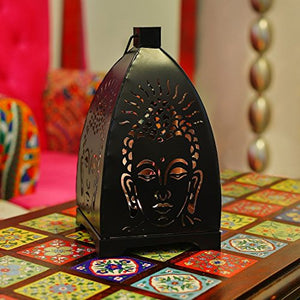 JaipurCrafts Premium Buddha Hanging Tea Light Holder | Hanging Tealight Holder (Black) (Big Size-7 in) - Home Decor Lo