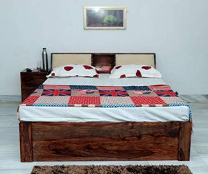 Ganpati Arts Sheesham Wood Mayor King Size Bed Without Storage Bedroom Furniture (Natural Finish) - Home Decor Lo