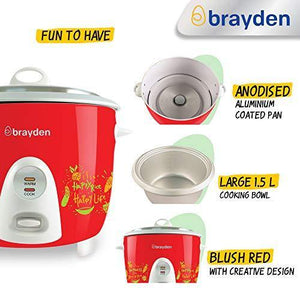 Brayden Rizo 1.5 L Rice Cooker, Crimson Red - Home Decor Lo
