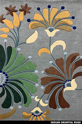 Load image into Gallery viewer, Indian Oriental Rugs Hand Tufted Carpet Floral Design Export Quality for Living Room-Bedroom & Hall (Grey, 5 X 8 Feet) - Home Decor Lo