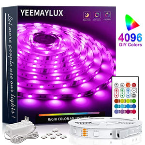 LED Strip Lights, Upgraded 16.4ft RGB Led Light Strips for Room,4096 DIY Colors, RGB Light Strip with Remote,SMD 5050 LEDs, Color Changing Led Light Strips for Bedroom,Indoor Decorations for Home - Home Decor Lo