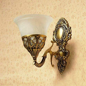 BrightLyts Antique Gold Brass and White Glass Wall Light Lamp for Home Decor - Home Decor Lo