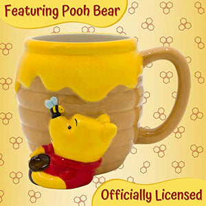 Silver Buffalo Disney Winnie-the-Pooh Honey Pot 3D Sculpted Ceramic Coffee Cappuccino, Latte, Hot Cocoa, Soup Mug or Cereal, 23 Oz, Brown - Home Decor Lo