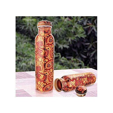 Ayurveda CopperTM| Pure Copper Modern Art Printed with Outside Lacquer Copper Water Bottle for Travelling Purpose,Gym,Yoga Ayurveda Healing |1000 ML Set of 1 - Home Decor Lo