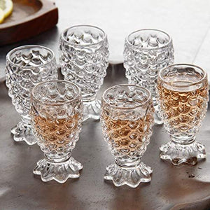 VACHHRAJ Glassware Crystal Clear Pineapple Shaped Juice Glass Set of 6 Pieces, 150 ml Each - Home Decor Lo