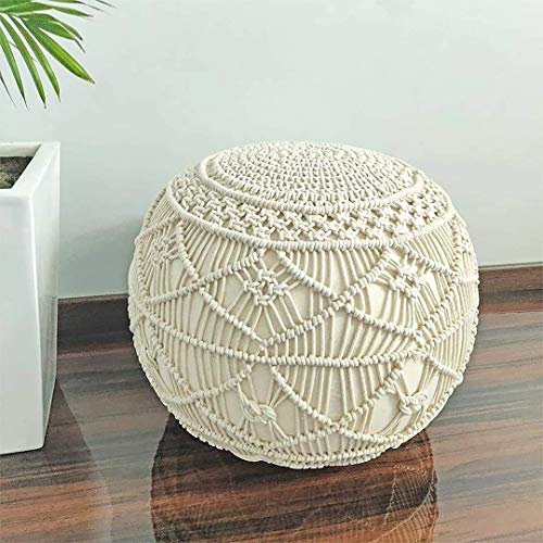 IVAZA Pouf Puffy for Living Room Sitting Round Ottoman Bean Filled Stool for Foot Rest Home Furniture Rope Twisted Bean Bag Design (16