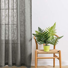 Load image into Gallery viewer, Jvin Fab Linen Textured Open Weave Light Filtering Semi Sheer 54 x 108 Inch Door Treatment Slub Curtains Panels for Living, Bed Room or Anywhere, Set of 2 (9 Feet, Light Grey) - Home Decor Lo