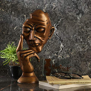 Two Moustaches The Thinking Man Brass Decor Showpiece (5.5 X 2.5 X 12 Inches, Brown) - Home Decor Lo