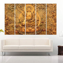 Load image into Gallery viewer, Coloriffy Multiple Frames Beautiful Buddha Wall Painting for Living Room, Bedroom, Office, Hotels, Drawing Room | Split Painting of 5 (130cm X 76cm) - Home Decor Lo