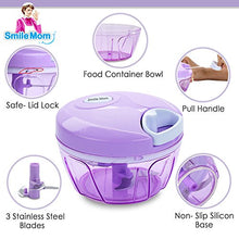 Load image into Gallery viewer, Smile Mom Easy Vegetable Chopper Cutter Set (400 ml) for Kitchen with 3 Stainless Steel Blade (Violet) - Home Decor Lo