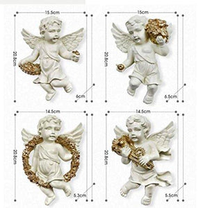 DI GRAZIA 3D Ceramic Spiritual Angel Wall Decoration - Set of 4 - Home Decor Lo