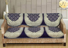 Load image into Gallery viewer, Nendle Luxurious Cotton Abstarct Design 5 Seater Sofa Cover Set for Living Room (Violet, 6 Pieces) - Home Decor Lo