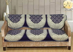 Nendle Luxurious Cotton Abstarct Design 5 Seater Sofa Cover Set for Living Room (Violet, 6 Pieces) - Home Decor Lo
