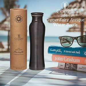 Cop29 Essence of Life - Pure Handmade Antique Finish Fairy Copper Water Bottle with Ayurvedic Health Benefits, 900ml - Home Decor Lo