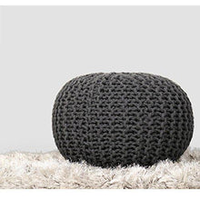 Load image into Gallery viewer, Round Pouffe Grey Pouffe for Living Room India Cotton 48 x 48x 33 cm Foot Stool and Ottoman for Bedroom &amp; Home Furnishing Pouf - Home Decor Lo