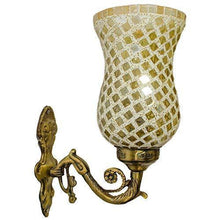 Load image into Gallery viewer, DEVBEADS Golden Wave Hurricane Wall Bracket Glass Mosaic Lamp 19cm - Home Decor Lo