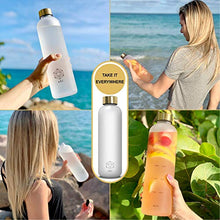 Load image into Gallery viewer, Water Bottle with Time Marker - 32 OZ, 1 Liter Motivational Reusable Water Bottles - BPA Free, Non-Toxic Frosted Plastic - for Fitness, Sports, Gym, Travel and Outdoors - Leakproof, Durable - Home Decor Lo