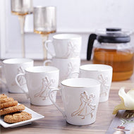 Clay Craft Bone China Swirl Carpet Coffee Mug Set, 150Ml, Multicolor, 6 Piece - Home Decor Lo