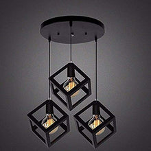 Load image into Gallery viewer, R@DIANT 3 LightPendents Squre Ceiling Lamp (Black){Without Filament Bulb BUT Include LED BUB} - Home Decor Lo