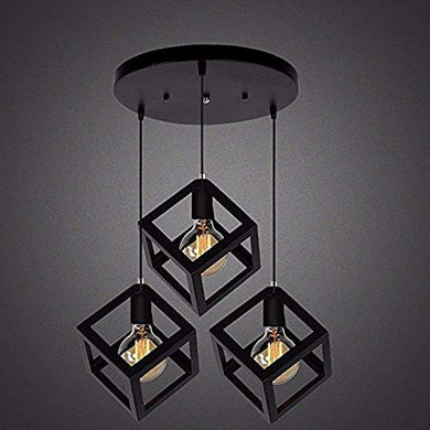 R@DIANT 3 LightPendents Squre Ceiling Lamp (Black){Without Filament Bulb BUT Include LED BUB} - Home Decor Lo