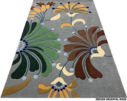 Load image into Gallery viewer, Indian Oriental Rugs Hand Tufted Carpet Floral Design Export Quality for Living Room-Bedroom & Hall (Grey, 5 X 8 Feet) - Home Decor Lo