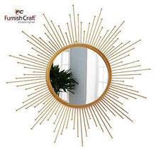 Load image into Gallery viewer, Furnish Craft Steel Glass Wall Mirror (Gold_31 X 31 Inch) - Home Decor Lo