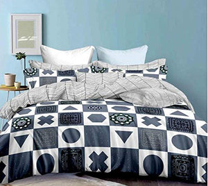 Gifty Polyester & Polyester Blend 150 TC Reversible Bedding Set (King_Grey) - Home Decor Lo
