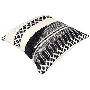 AJS Living Cushion Cover, Pillow for Home Office School Chair seat, Takiya of Off- White & Black Every Day Cushions, Colour White and Black, Size- 18 x 18 inch/45 * 45cm - Home Decor Lo