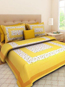 Ealth Kart 100% Cotton Rajasthani Jaipuri King Size Combo Bedsheets Set of 2 Double Bedsheets with 4 Pillow Covers - Multicolor - Home Decor Lo
