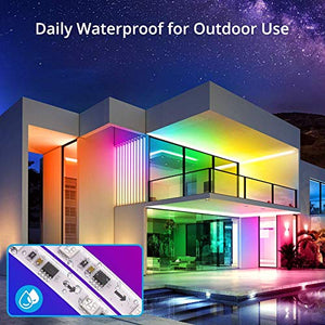 MINGER Dream Colour 16.4ft Wireless Smart Phone Controlled 5050 Sync to Music LED Strip Lights Compatible with Alexa, Google Assistant Android iOS (Not Support 5G WiFi) - Home Decor Lo
