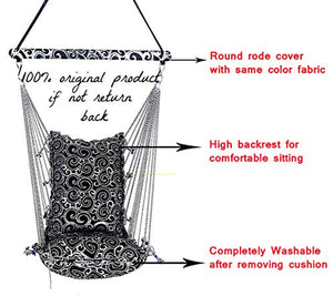 Kkriya Home Decor ®Jumbo Swing with chain jhula, Swing Chair for Indoor, Outdoor Balcony, Home, Bedroom. Weight Carrying Capacity 150Black Made in India.(pre assembled) - Home Decor Lo