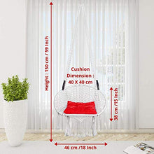 Load image into Gallery viewer, Curio Centre Make in India Round Premium Swing with Polyester Ropes &amp; Mild Steel Frame for Adults &amp; Kids/Indoor Outdoor Hanging Swing Chair with Cushion &amp; Accessories (73 x 81 x 149 cm, White) - Home Decor Lo
