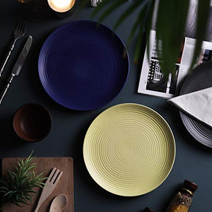 Tatvam Homes Handmade Organic Ceramic Full Dinner Plates - Dandelion and Daffodil (10 inches, Set of 6) - Home Decor Lo