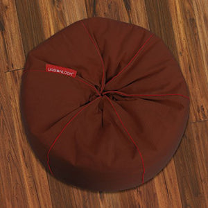 Urbanloom Organic Cotton Handloom XXXL Bean Bag Cover ONLY (Without Beans) with Easy Carry Handle and Contrast Piping - Brown Colour (Auburn Collection) - Home Decor Lo