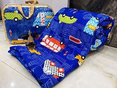 ACHYUTA CREATION Kids Bus Design Print Single Bed Blanket | Dohar | Quilt | Comforter | Duvet Size - [60*100] Colour - Multi - Home Decor Lo