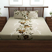 Load image into Gallery viewer, Story@Home Floral Print 100% Combed Cotton Premium Style Double /Queen Size Bed Bedsheet Set Bedspread with 2 Pillow Covers, Cream and Brown - Home Decor Lo
