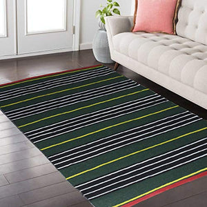Home Candy Elegant Striped Cotton Blend Rug - 48"x72", Blue and Brown - Home Decor Lo