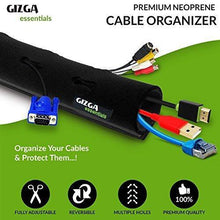 Load image into Gallery viewer, Gizga Cable Organiser Manager, Gizga Essentials Cord Management System for Pc, Tv, Home Theater, Speaker, Hdmi &amp; Cables -Flexible Neoprene Wrap (1 Piece - 19-Inch/ 48-Cms - Medium) - Home Decor Lo
