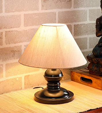 VRCT Khadi Shade and Beautiful Table Lamp for Bedroom and Drawing Room (Black) - Home Decor Lo