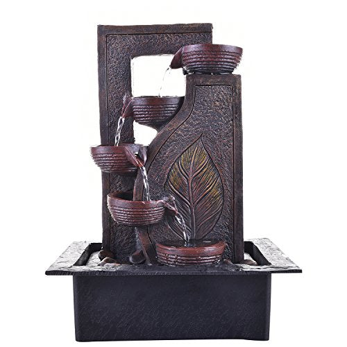 Chronikle Brown polystone Designer Water Fountain with led Light (42 x 31 x 23 cm) - Home Decor Lo