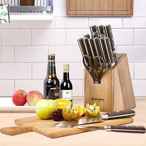 Emojoy Knife Set, 16-Piece Kitchen Knife Set with Carving Fork, Precious Wengewood Handle for Chef Knife Set with Block, German Stainless Steel, Emojoy - Home Decor Lo