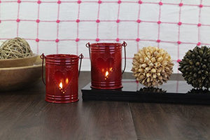 Hosley Set of 2, 4Inch Red Heart Shape Bucket, with Free 6 unscented tealight - Home Decor Lo