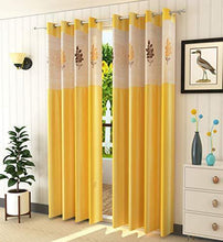 Load image into Gallery viewer, LaVichitra 5 ft Polyester Window Curtain with Floral Net (Yellow) -2 Piece - Home Decor Lo