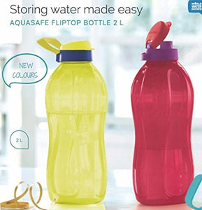 Nexxa Tupperware 2Liter Water Plastic Bottles Fliptop, Set Of 2 - Home Decor Lo