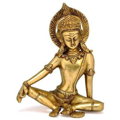 Aone India Sitting God Indra Dev Brass Statue Height - 7.25