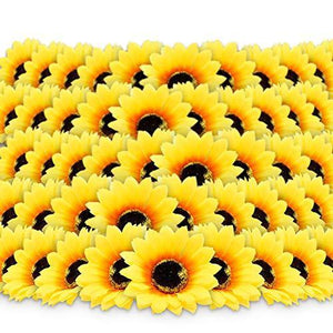 50pcs 3.8" Artificial Silk Sunflower Heads Yellow Fabric Floral for Home Party Decoration Decor, Bride Holding Flowers Centerpieces Wreath Garden Craft DIY Art Decor Classroom Crafts Decor - Home Decor Lo