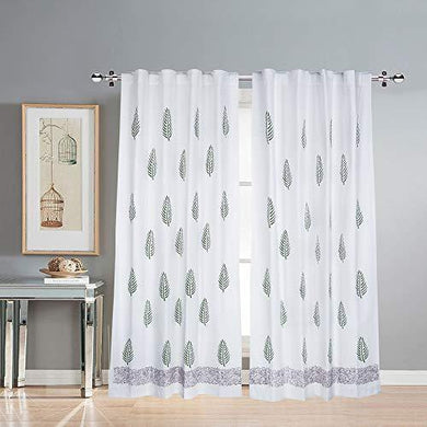 LINENWALAS Cotton Curtains for Long Doors 9 Feet Set of 2, Linen Textured Long Doors Curtains for Home Decor, Hangs Elegantly with Back Loops (4.5ft x 9ft, Multi) - Home Decor Lo
