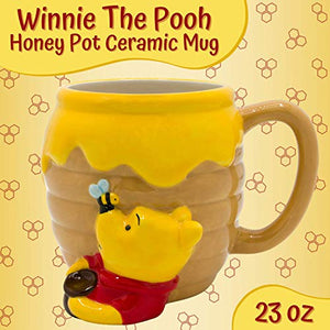 Silver Buffalo Disney Winnie-the-Pooh Honey Pot 3D Sculpted Ceramic Coffee Cappuccino, Latte, Hot Cocoa, Soup Mug or Cereal, 23 Oz, Brown - Home Decor Lo